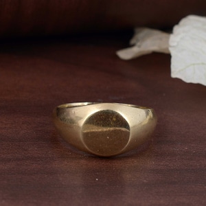 Engraved Brass Signet Ring: Personalized Dome Monogram