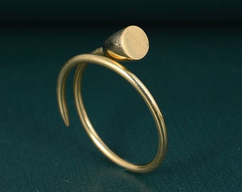 Nail ring, nail cuff ring, screw ring, graduation gift, minimalist ring, unisex ring, stacking ring, ring for her, thumb ring, wedding band.