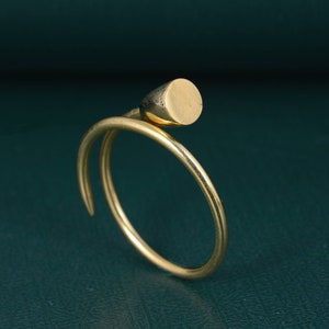 Bypass ring, gold cuff ring, screw ring, minimalist ring, unisex ring, stacking ring, ring for her, thumb ring, wedding band.