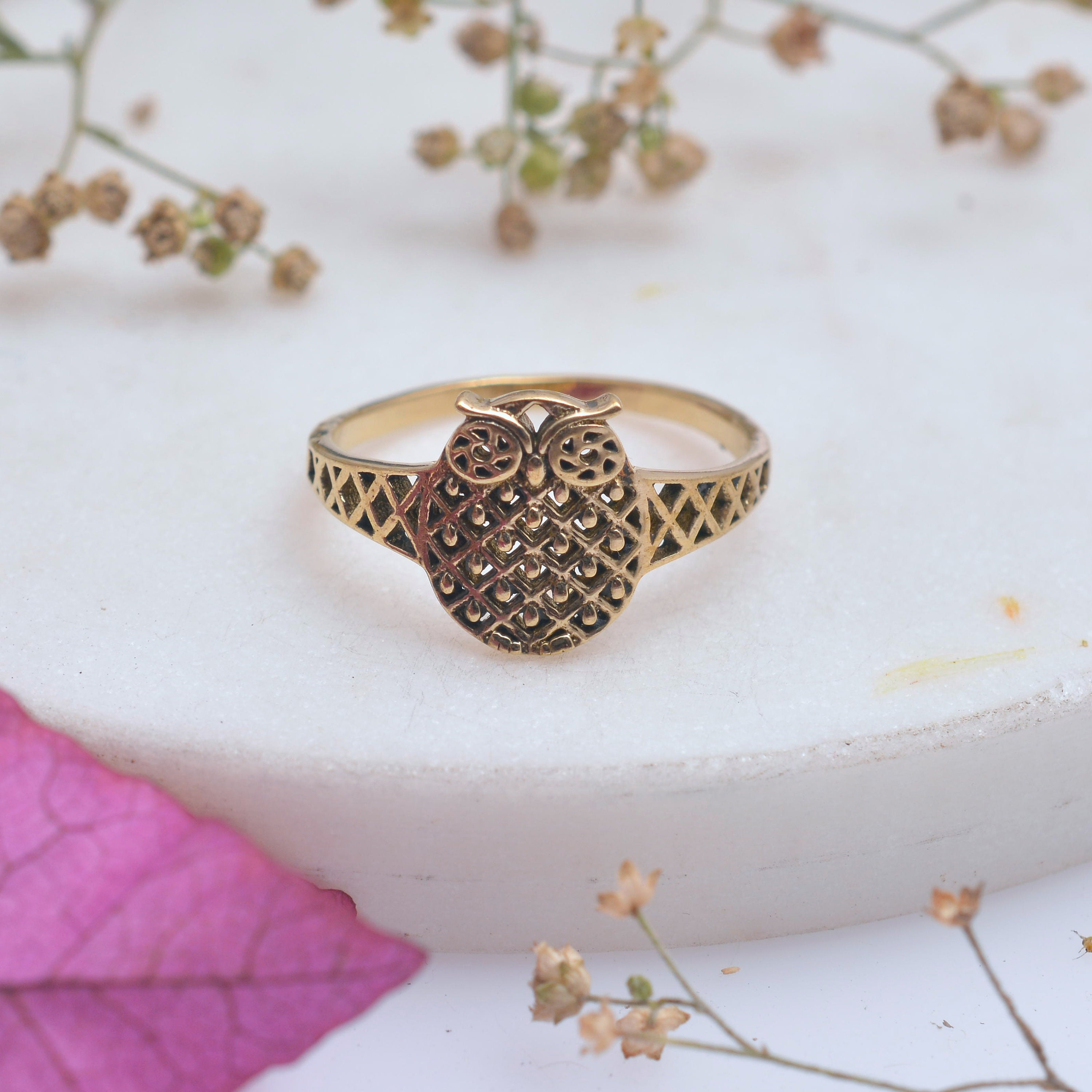 Owl Ring, Gold Owl Jewellery, Unique Owl Ring, Owl Gifts, Woodland Jewellery, Minimalist Ring, Daint
