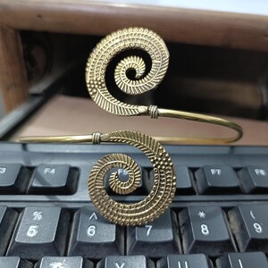 Spiral Upper Arm Cuff: Adjustable Bohemian Gold Armlet