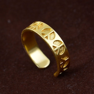 Gold Peace Symbol Ring: Unisex Midi/Thumb Ring
