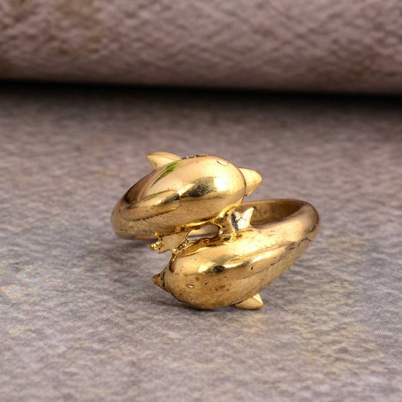 Bague Magnétique En Cuivre - Motif Dauphins - Avec Aimants Intégrés - Neuf