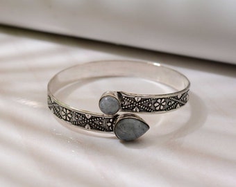 Silber Mondstein Arm Manschette Armband: Silber Schmuck