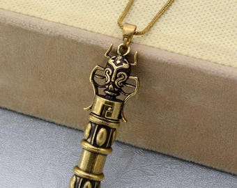 Gold Pill Box Spoon Keychain Pendant: Travel Necklace