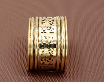 Breites Gold Manschette Armband: Verstellbarer Statement Schmuck