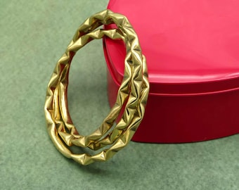 Gold Bamboo Cuff Bangle Bracelet, Minimalist Hinge Bangle, Boho Nature-Inspired Jewellery.