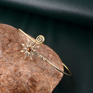 Gold Sun Adjustable Arm Cuff, Tiger Eye Crystal Festival Jewellery, Love Brass arm cuff, Summer Gift Item, upper arm cuff.