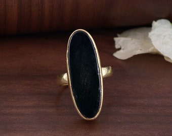 Brass Obsidian Ring: Scorpio Birthstone, Psychic Protection