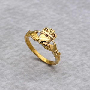 Gold Claddagh Ring: Tiny Celtic Irish Love & Friendship Ring