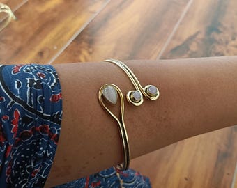 Rose Quartz Arm Cuff: Boho Hippie Upper Arm Bangle