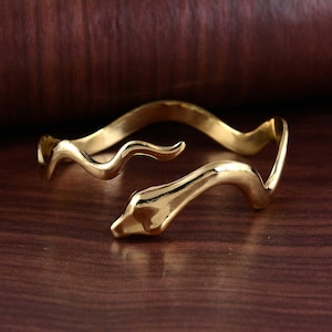 Minimalist Gold Cobra Bangle Cuff: Bohemian Snake Bracelet