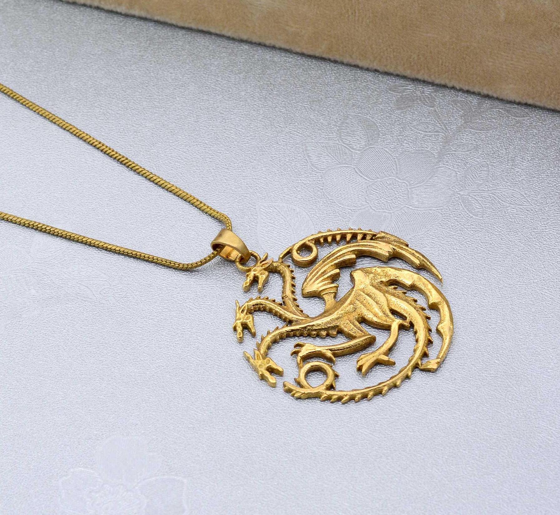 Handmade Three-Headed Dragon Necklace: Fantasy Pendant