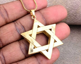 Geometric Star of David Necklace: Magen David Boho Pendant.