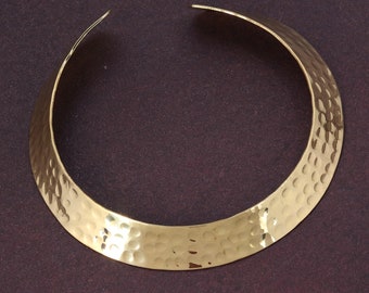 Hammered Brass Choker: Ethnic Cuff Collar Necklace