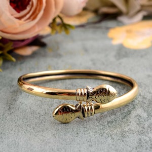 Thick Gold Arrow Bangle Bracelet: Personalized Brass Cuff