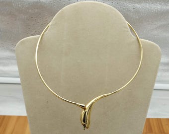 Handmade Gold Brass Snake Necklace, Vintage Serpent Jewelry.