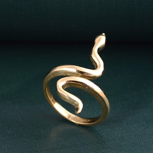 Golden Snake Ring: Dainty Serpent, Punk Animal Jewelry