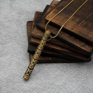 Brass Tube Necklace: Sacred Geometry Tribal Jewelry