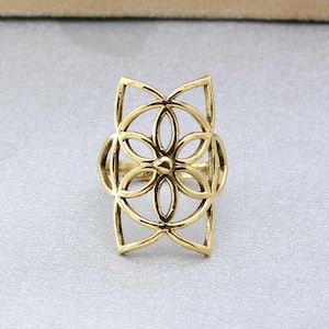 Flower of Life Ring: Gold Mandala, Sacred Geometry Jewelry