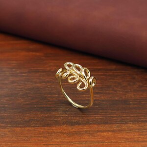 Handmade Gold Spiral Loop Ring, Stackable Ring, Ethnic Style, Gift For Mother.