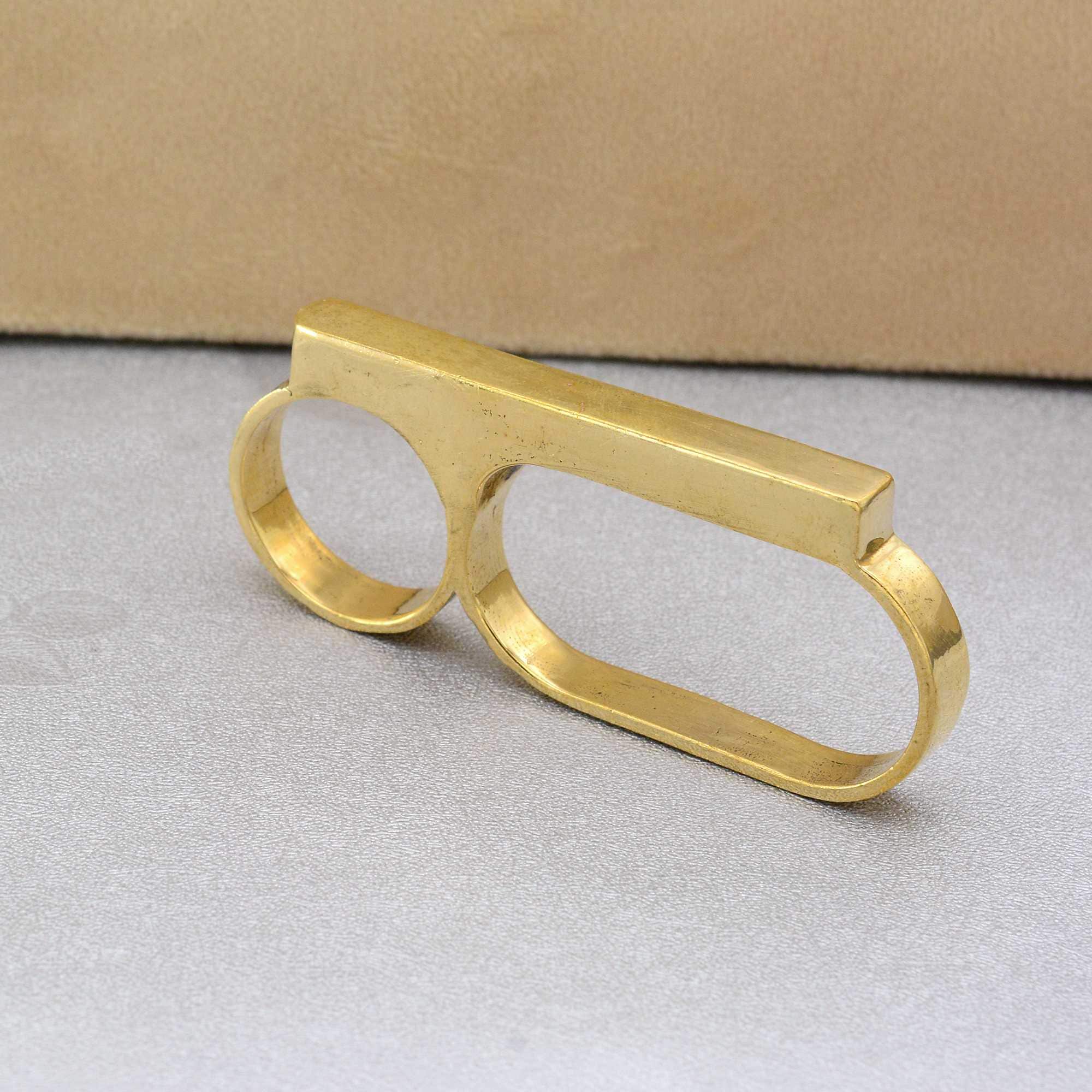 Vintage Punk Style Brass Three Finger Ring - Etsy