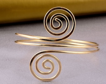 Brassard tourbillon doré : brassard spirale bohème