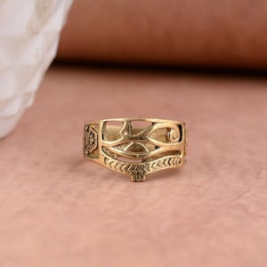 Egyptian Eye of Horus Brass Ring, Bohemian Personalized Gift