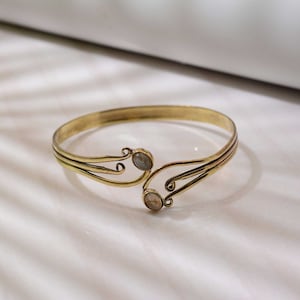 Gold Labradorite Arm Cuff: Bohemian Upper Arm Band
