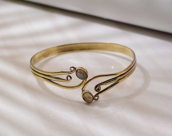 Gold Labradorite Arm Cuff: Bohemian Upper Arm Band