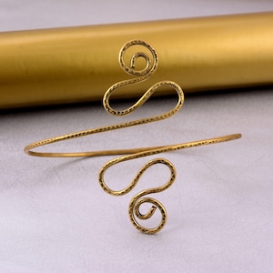 Hammered Brass Spiral Arm Cuff - Swirl Upper Arm Band