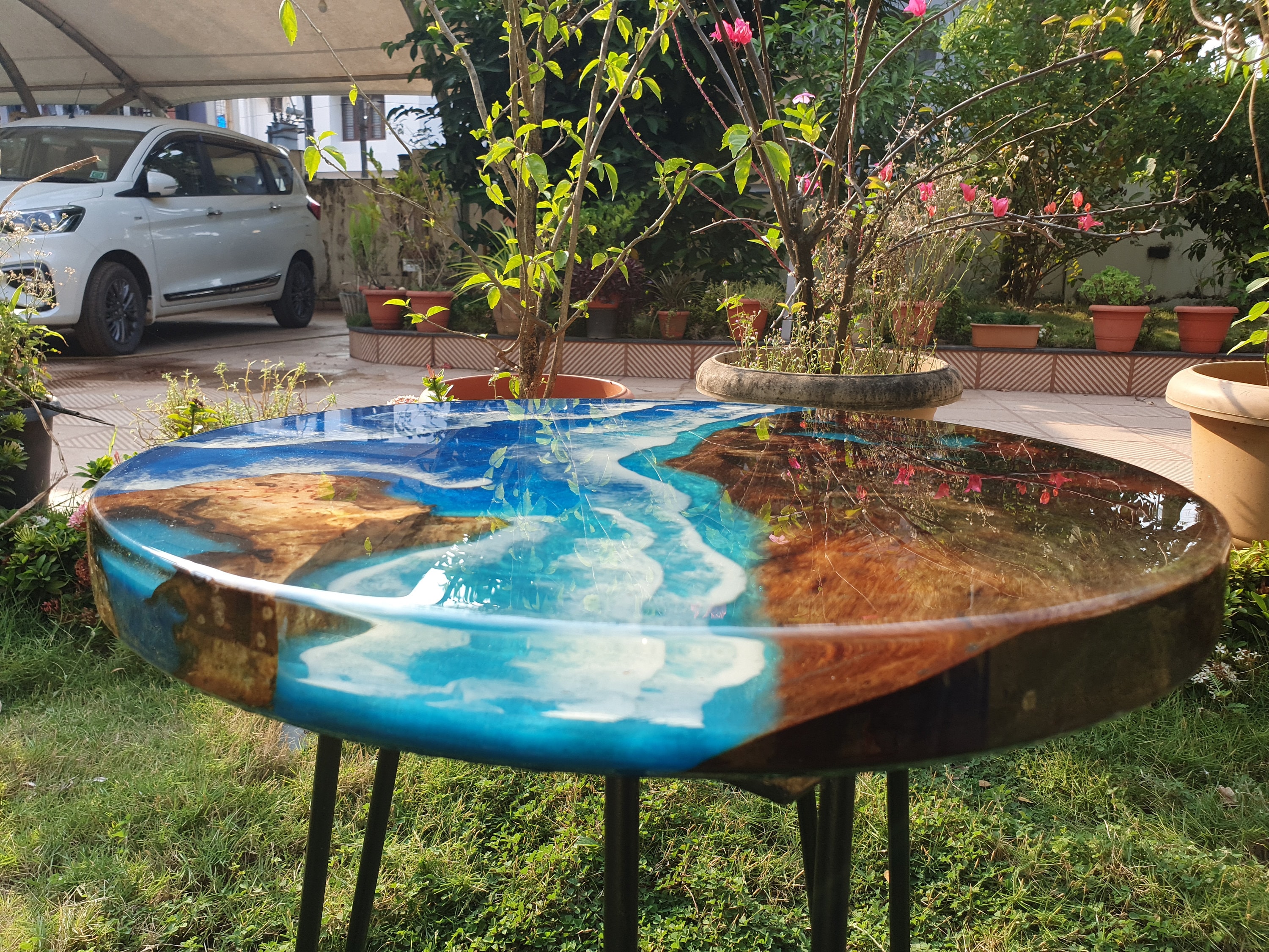 Round Epoxy Table Round Resin Table Epoxy Ocean Table Epoxy Coffee
