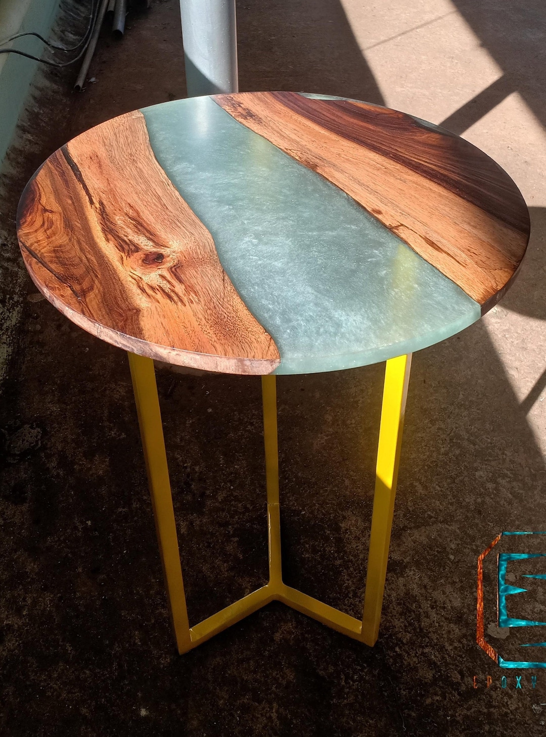 Epoxy End Table Round Table River Table Custom Etsy