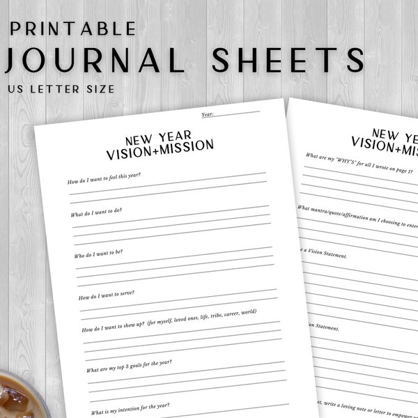 Printable: New Year Journal Prompts | New Year Vision and Mission