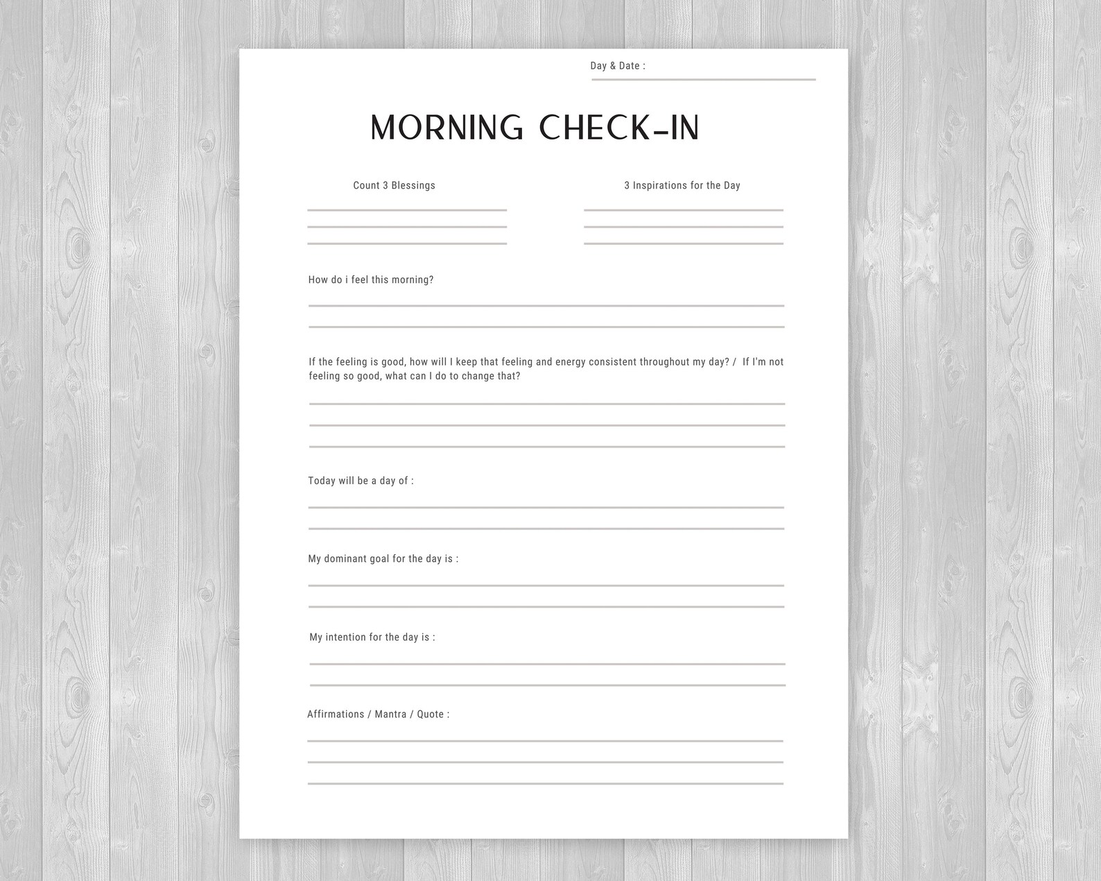 Printable Journal Pages Journal Sheets Journal Templates Journal Prompts Intention &amp; Reflection ...
