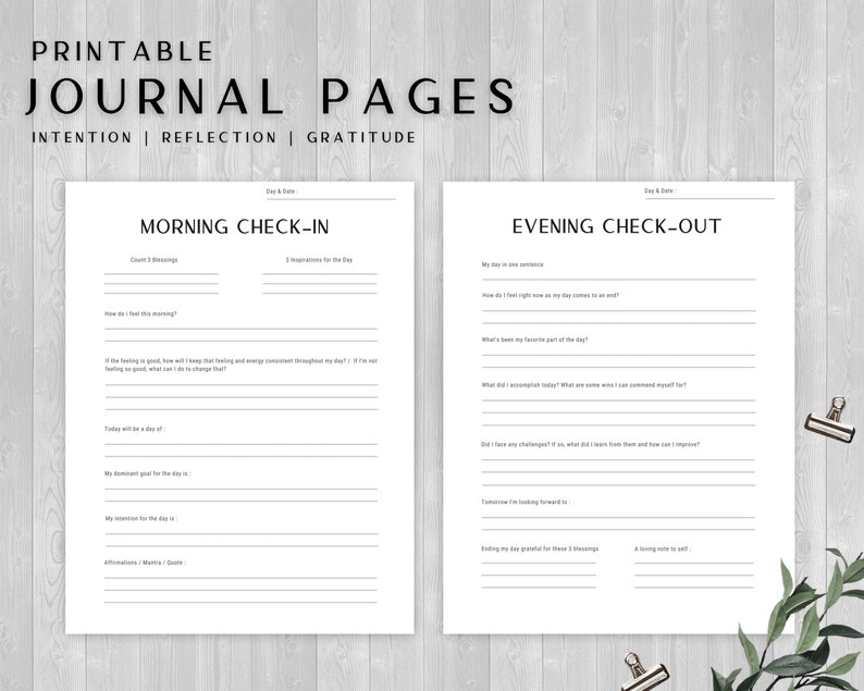 Printable Journal Pages Journal Sheets Journal Templates Journal Prompts Intention & Reflection