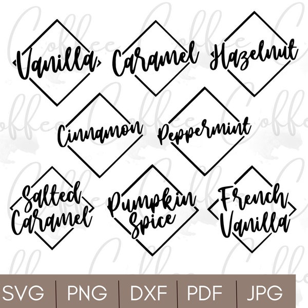 Coffee Syrup SVG Bundle (8) | Coffee svg | Cricut Cut Files | svg png dxf files