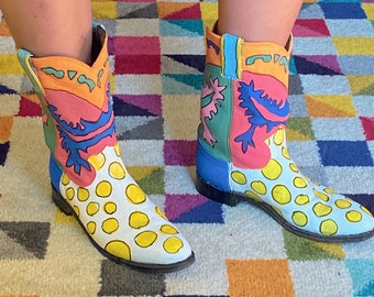rainbow cowboy boots