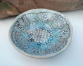 Handgertigte Deko Keramik Schüssel Boho Türkis