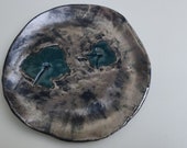 Handgefertigter Keramik Teller Antik Blumen