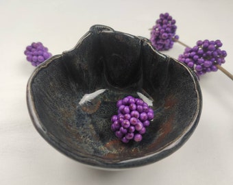 Ceramic bowl copper black handmade