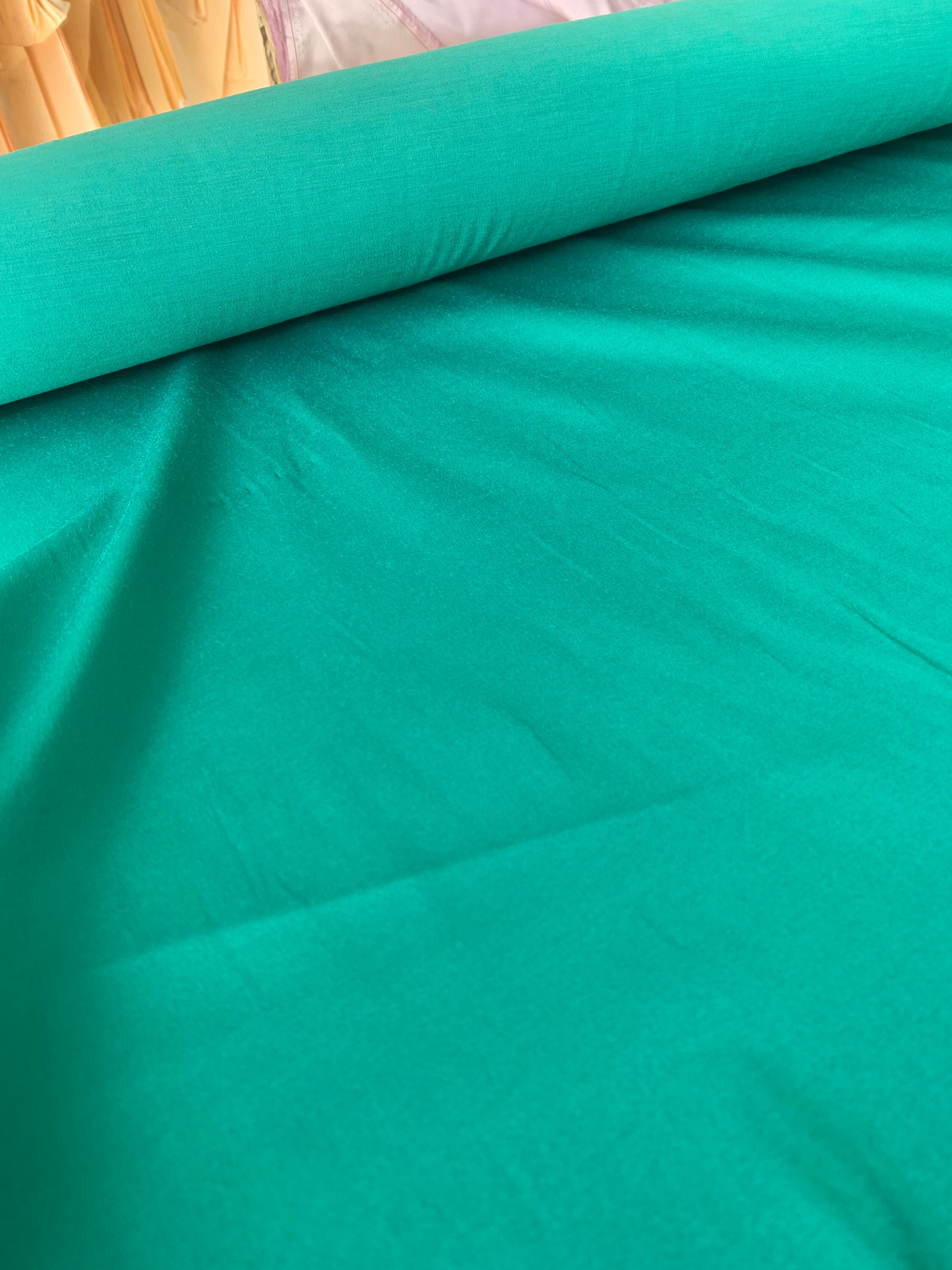 Jewel Tone Green Stretch Fabric by the Yard Cotton Sateen for Etsy