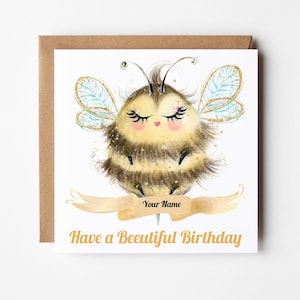 Personalised Bumblebee Birthday Card, Birthday Bee, Bumblebee, Birthday Card For Her, Birthday Card For Him, Handmade Bee Birthday Card