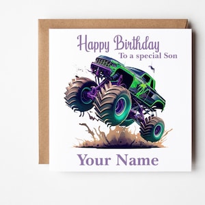 Personalised Monster Truck Birthday Card, Truck Card, Birthday Card For Boys And Girls, Personalised Birthday Card, Monster Truck Birthday