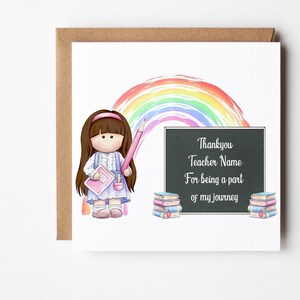 Personalised Teacher Card, Thank You Teacher,  End of Term Gift For Teacher, Nursery Worker Card, Thank You For Being A Part Of My Journey