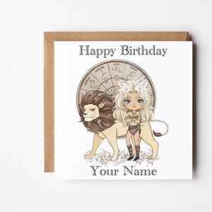 Personalised Leo Birthday Card, Star Sign Birthday Card, Leo Birthday Card For Her, Daughter Sister Granddaughter Friend, Leo Card For Her