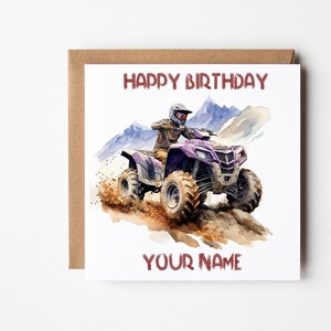 Personalised Quad Bike Birthday Card, Quad Biker Card, Birthday Card For Boys And Girls, Personalised Birthday Card, Off Road Quad Bike Gift