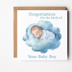 New Baby Boy Card, Congratulations Card, New Parents, Baby Boy Greetings Card, New Arrival, Congratulations On The Birth Of Your Baby Boy