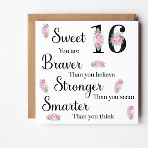 Large Sweet 16 Birthday Card, Girls 16th Birthday Card, Personalised 16th Gift, Daughter Granddaughter Niece Friends Birthday, Sweet 16