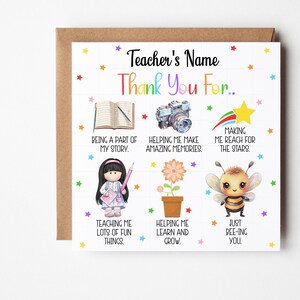 Personalised Teacher Thank You Card, End Of Year Teacher Thank You, Teaching Assistant Card, End of Term Gift For Teachers, Class Of 2024,